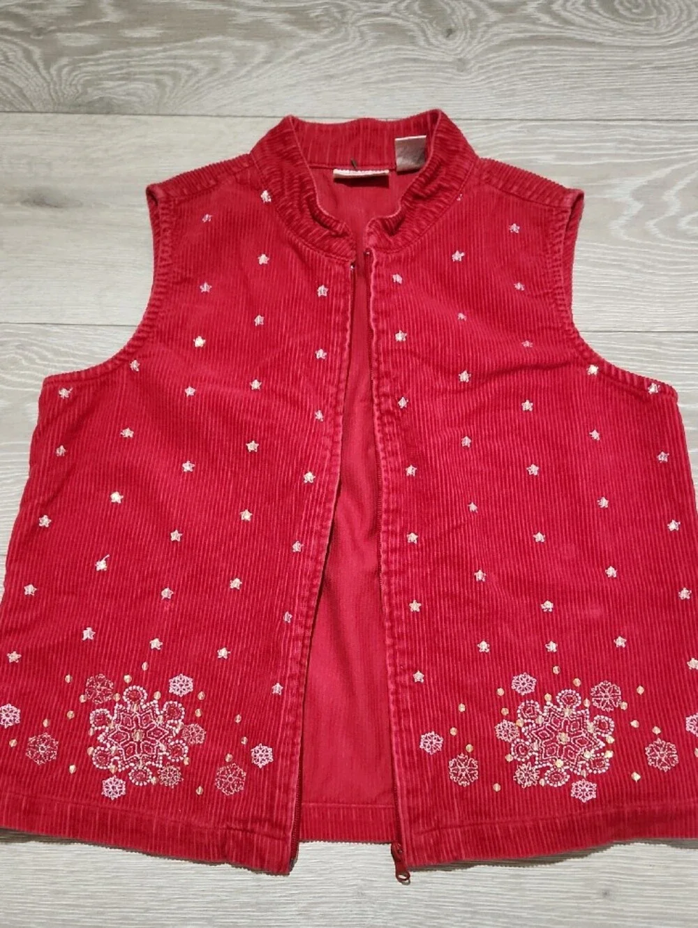 Vintage Baxter & Wells Corduroy Embroidered Snowflake Christmas Vest Petite Smal